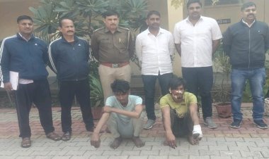 मुठभेड़ में हरियाणा के दो गौ-तस्कर गिरफ्तार : 8 गाय, एक देशी कट्टा मय जिंदा व खाली कारतूस, 20 लीटर हथकड़ी शराब व ट्रक जब्त