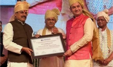 मानसरोवर ग्लोबल यूनिवर्सिटी का कार्यक्रम:आचार्य पुंडरीक गोस्वामी को दी गई डॉक्टरेट की मानद उपाधि  